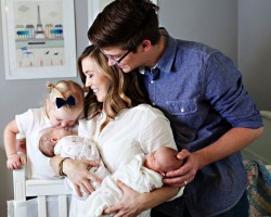 Family photo child kissing twins cropped Family photo child kissing twins cropped